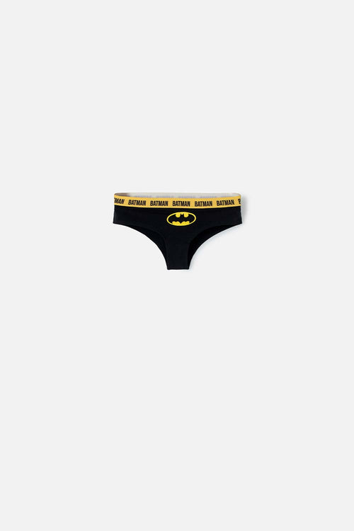 Card slide image -  PANTY DE BATMAN NEGRA CON CINTURA ELÁSTICA AMARILLA PARA MUJER