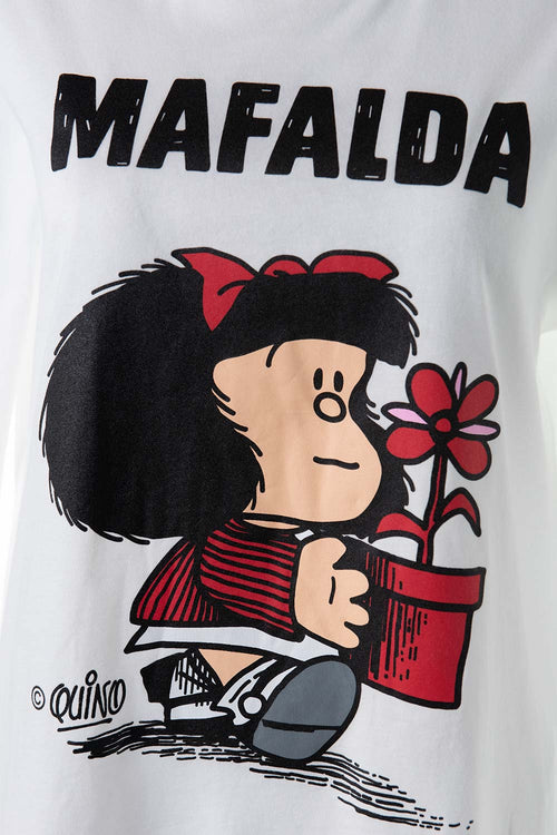 Card slide image -  PIJAMA DE MAFALDA MARFIL Y ROSADA DE PANTALÓN LARGO PARA MUJER