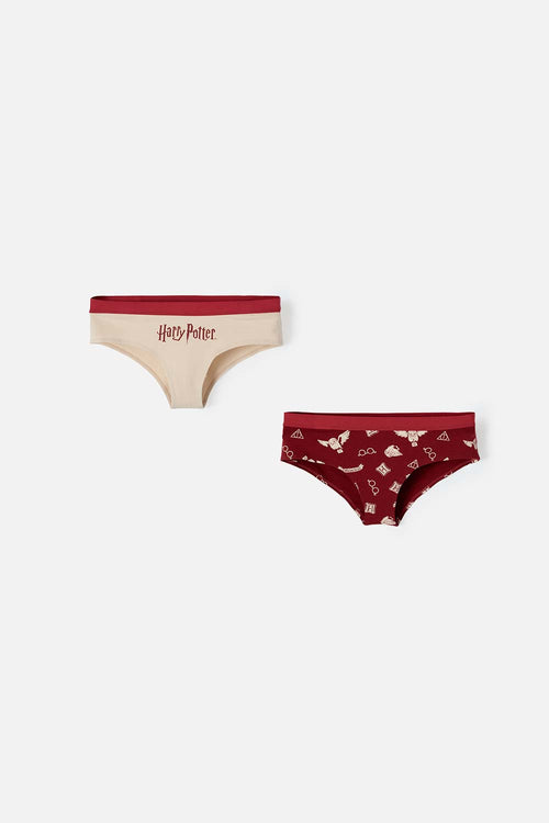 Card slide image -  PACK X2 PANTIES DE HARRY POTTER VINOTINTO Y CAQUI PARA MUJER