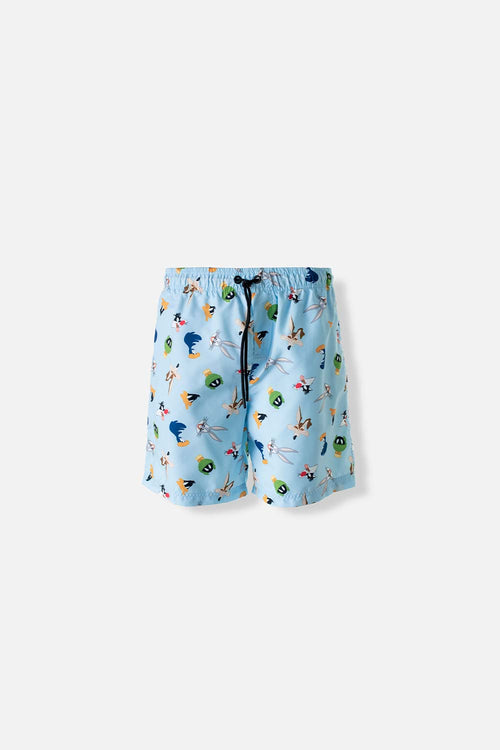 Card slide image -  PANTALONETA DE BAÑO DE LOS LOONEY TUNES CON CORDÓN AZUL CLARO PARA HOMBRE
