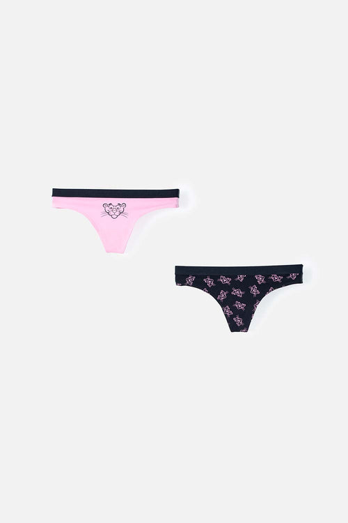 Card slide image -  PACK X2 PANTIES DE LA PANTERA ROSA NEGRA Y ROSADA PARA MUJER