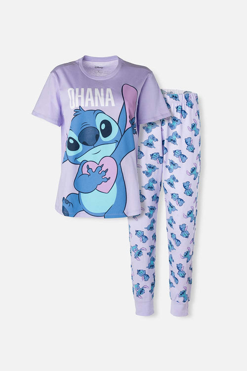 Card slide image -  PIJAMA DE STITCH LILA DE PANTALÓN LARGO PARA MUJER