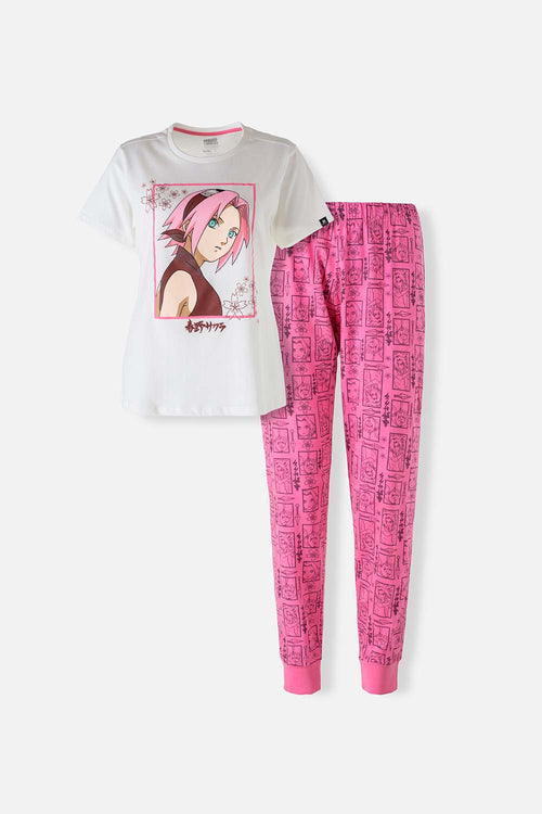 Card slide image -  PIJAMA DE NARUTO MARFIL Y ROSADA DE PANTALÓN LARGO PARA MUJER