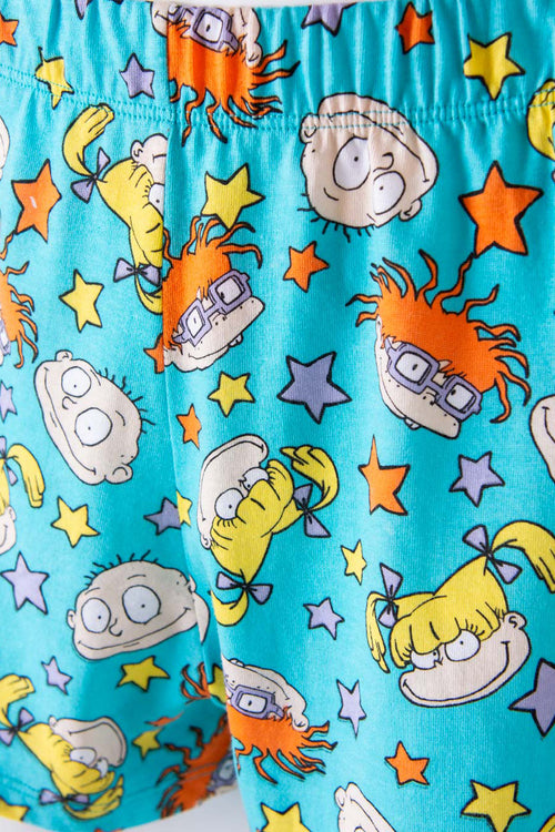 Card slide image -  PIJAMA DE LOS RUGRATS MARFIL Y AZUL DE SHORT PARA MUJER