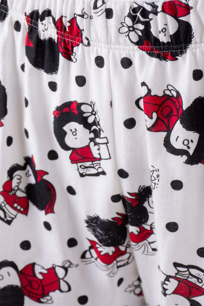 PIJAMA DE MAFALDA ROSA Y MARFIL DE SHORT PARA MUJER