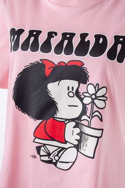 PIJAMA DE MAFALDA ROSA Y MARFIL DE SHORT PARA MUJER