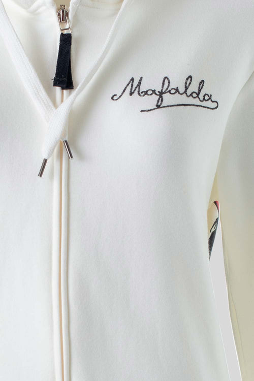 Card slide image -  BUZO DE MAFALDA MARFIL DE DISEÑO ABIERTO PARA MUJER