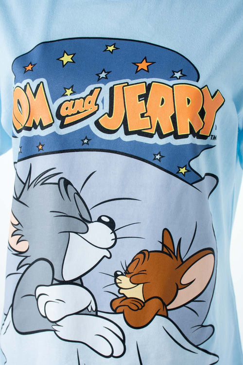 Card slide image -  PIJAMA DE TOM Y JERRY  MANGA CORTA AZUL PARA MUJER