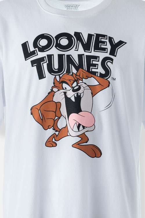 Card slide image -  PIJAMA DE LOS LOONEY TUNES BLANCA Y GRIS DE PANTALÓN CORTO PARA HOMBRE