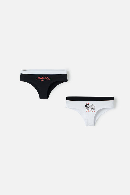Card slide image -  PACK X2 PANTIES DE MAFALDA NEGRO Y BLANCO PARA MUJER