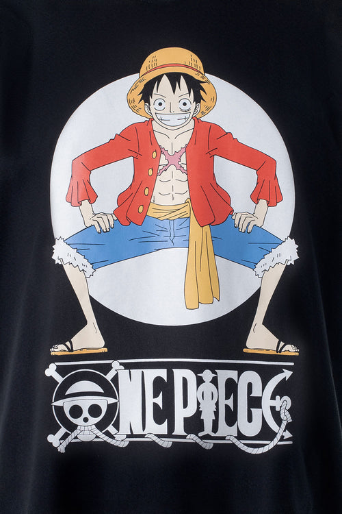 Card slide image -  PIJAMA DE ONE PIECE DE PANTALÓN CORTO NEGRO PARA HOMBRE