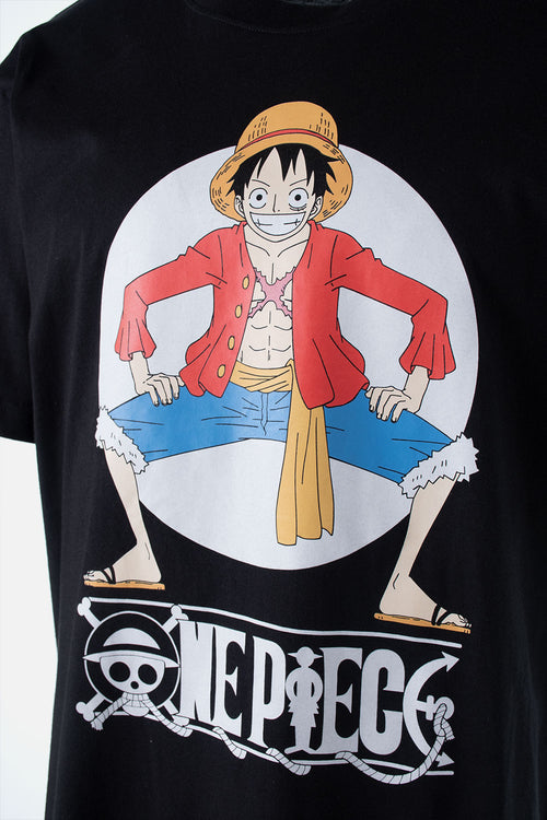 Card slide image -  PIJAMA DE ONE PIECE DE PANTALÓN CORTO NEGRO PARA HOMBRE