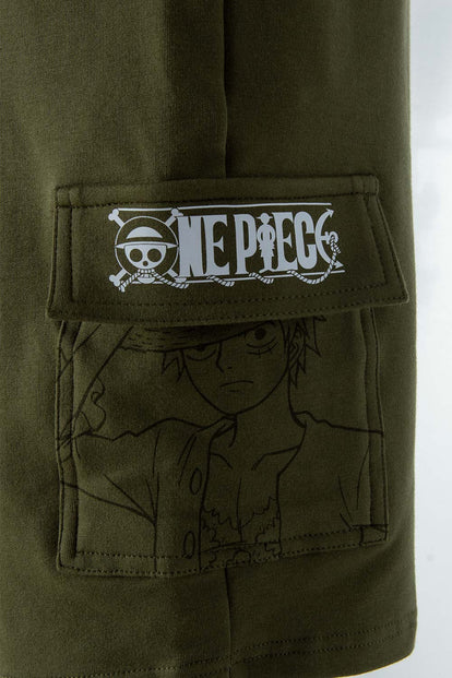 BERMUDA DE ONE PIECE CON BOLSILLOS VERDE MILITAR PARA HOMBRE