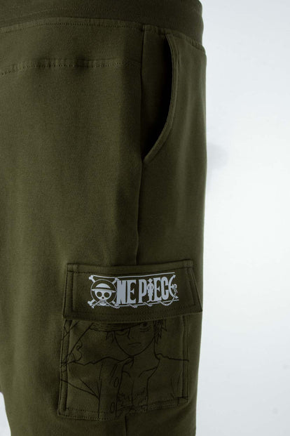 BERMUDA DE ONE PIECE CON BOLSILLOS VERDE MILITAR PARA HOMBRE