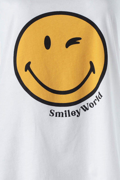 Card slide image -  PIJAMA DE SMILEY BLANCA Y AMARILLA DE PANTALÓN LARGO PARA MUJER