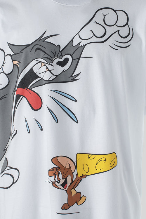 Card slide image -  PIJAMA DE TOM Y JERRY BLANCA Y AZUL DE PANTALÓN CORTO PARA HOMBRE