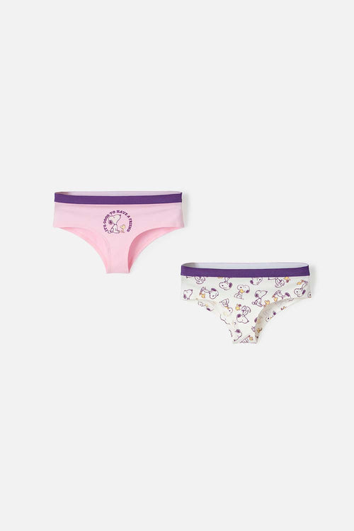 Card slide image -  PACK X2 PANTIES DE SNOOPY MARFIL Y ROSA PASTEL PARA MUJER