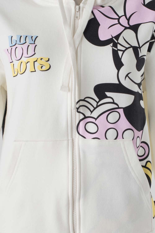 Card slide image -  BUZO DE MINNIE MOUSE CON CIERRE Y CAPUCHA MARFIL PARA MUJER