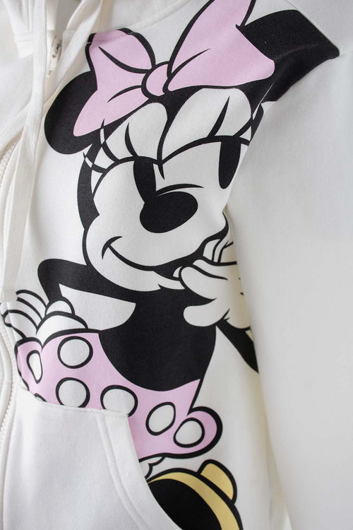 Card slide image -  BUZO DE MINNIE MOUSE CON CIERRE Y CAPUCHA MARFIL PARA MUJER