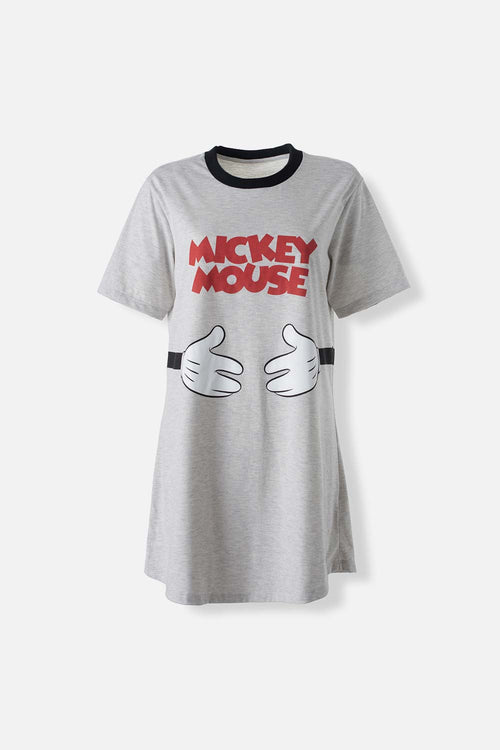 Card slide image -  PIJAMA DE MICKEY MOUSE TIPO BATOLA GRIS JASPE PARA MUJER