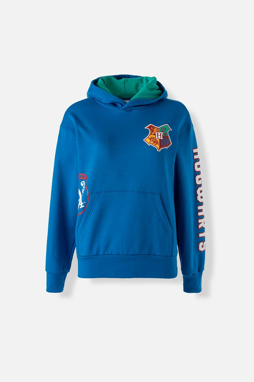 Card slide image -  BUZO DE HARRY POTTER AZUL Y VERDE CON CAPUCHA PARA MUJER