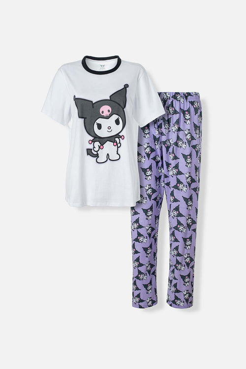 Card slide image -  PIJAMA DE MY MELODY & KUROMI BLANCA Y MULTICOLOR DE PANTALÓN LARGO PARA MUJER