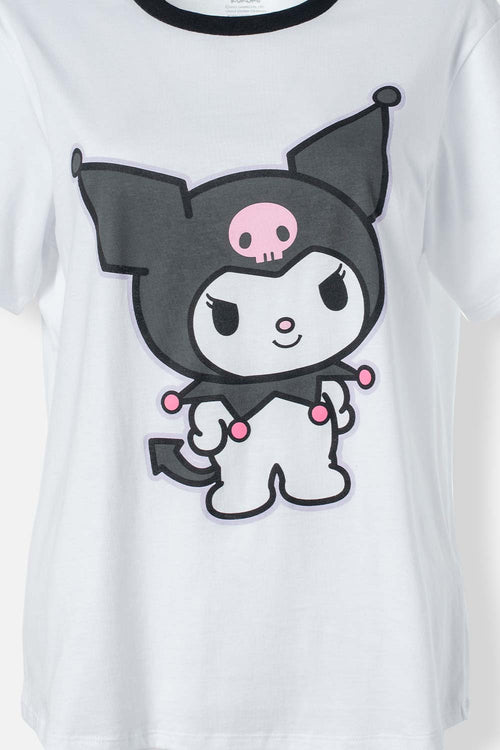 Card slide image -  PIJAMA DE MY MELODY & KUROMI BLANCA Y MULTICOLOR DE PANTALÓN LARGO PARA MUJER