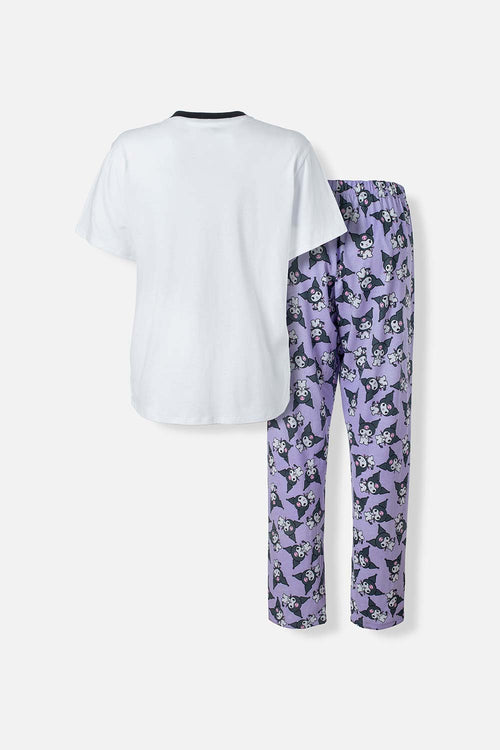 Card slide image -  PIJAMA DE MY MELODY & KUROMI BLANCA Y MULTICOLOR DE PANTALÓN LARGO PARA MUJER