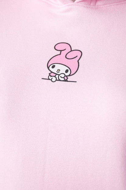 BUZO DE MY MELODY & KUROMI ROSADO CON CAPUCHA PARA MUJER