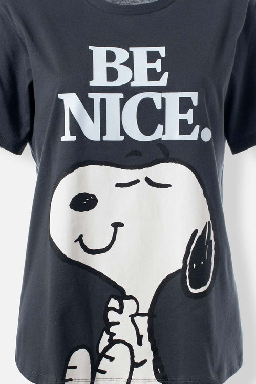 Card slide image -  PIJAMA DE SNOOPY GRIS Y AZUL CLARO DE PANTALÓN LARGO PARA MUJER