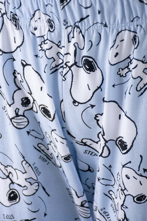 Card slide image -  PIJAMA DE SNOOPY GRIS Y AZUL CLARO DE PANTALÓN LARGO PARA MUJER