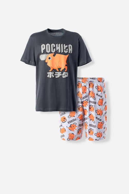 Card slide image -  PIJAMA DE POCHITA PANTALÓN CORTO GRIS PARA HOMBRE