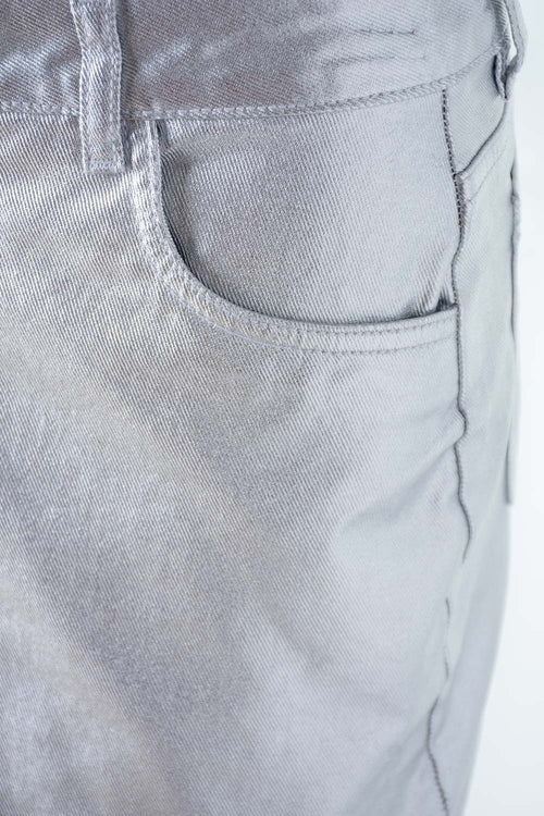 Card slide image -  FALDA DE MOVIES PLATEADA CORTA PARA MUJER