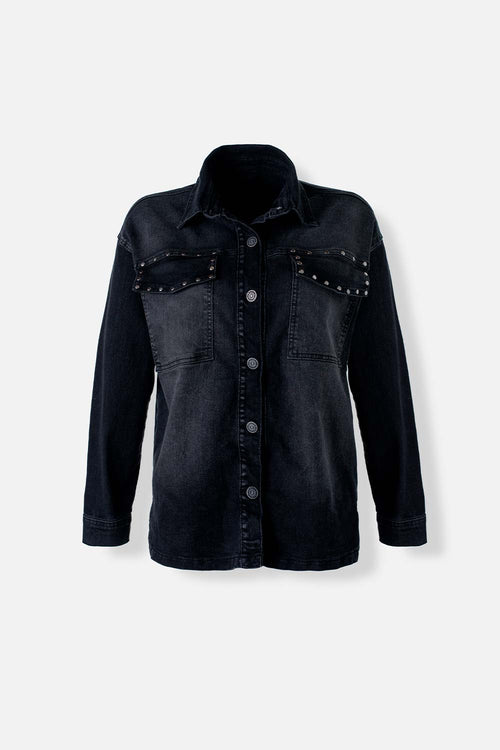 Card slide image -  CHAQUETA DE MOVIES NEGRA CON TACHES DECORATIVOS PARA MUJER