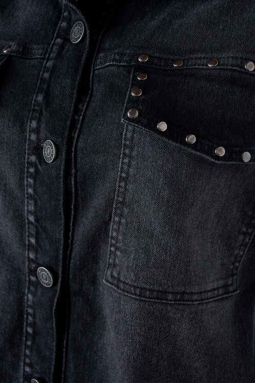 Card slide image -  CHAQUETA DE MOVIES NEGRA CON TACHES DECORATIVOS PARA MUJER