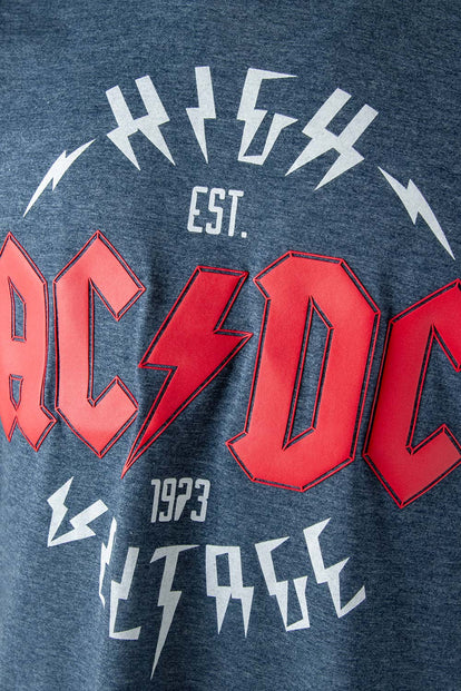  CAMISETA DE ACDC MANGA CORTA AZUL PARA HOMBRE