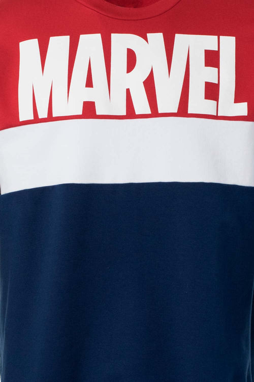 Card slide image -  BUZO DE MARVEL ROJO, AZUL Y BLANCO CERRADO PARA HOMBRE