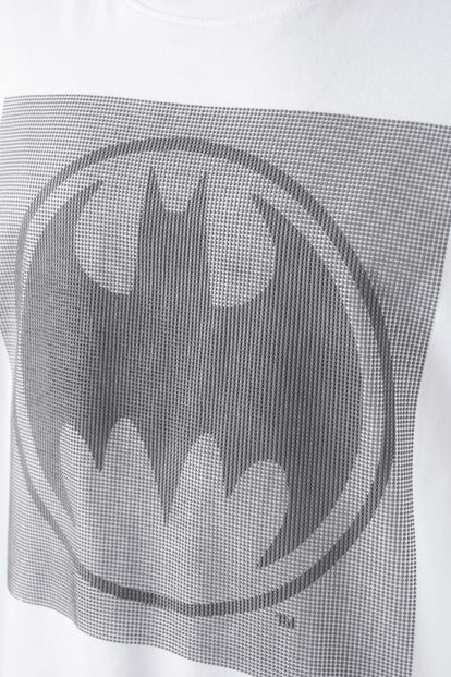  CAMISETA DE BATMAN BLANCA MANGA CORTA PARA HOMBRE