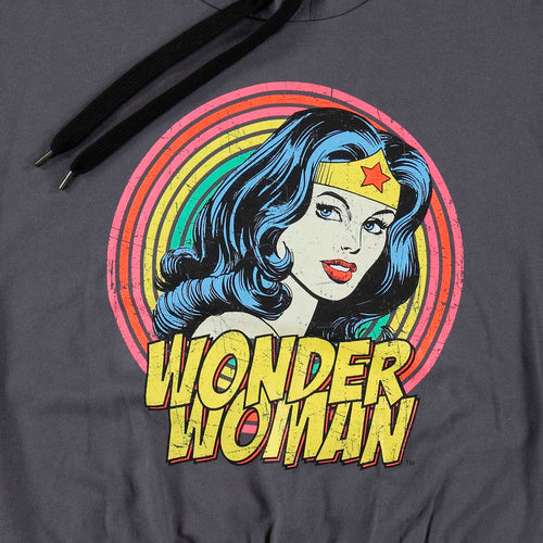Card slide image -  BUZO DE MUJER, MANGA LARGA REGULAR FIT GRIS DE WONDER WOMAN DC COMICS