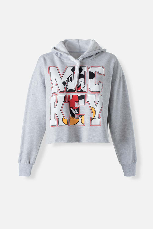 Card slide image -  BUZO DE MUJER, MANGA LARGA CROPPED FIT GRIS DE MICKEY MOUSE ©DISNEY