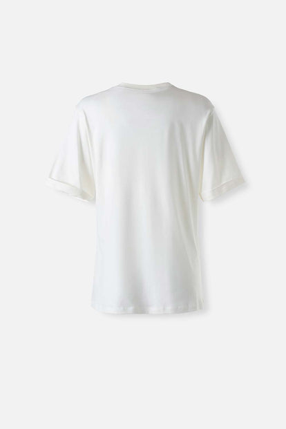  CAMISETA DE MANDALORIAN CUELLO REDONDO MARFIL PARA MUJER