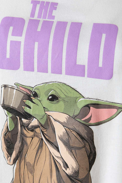  CAMISETA DE MANDALORIAN CUELLO REDONDO MARFIL PARA MUJER