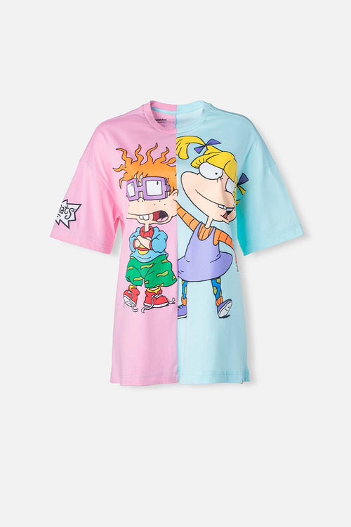 Card slide image -  CAMISETA DE LOS RUGRATS AZUL/ROSADA MANGA CORTA PARA MUJER