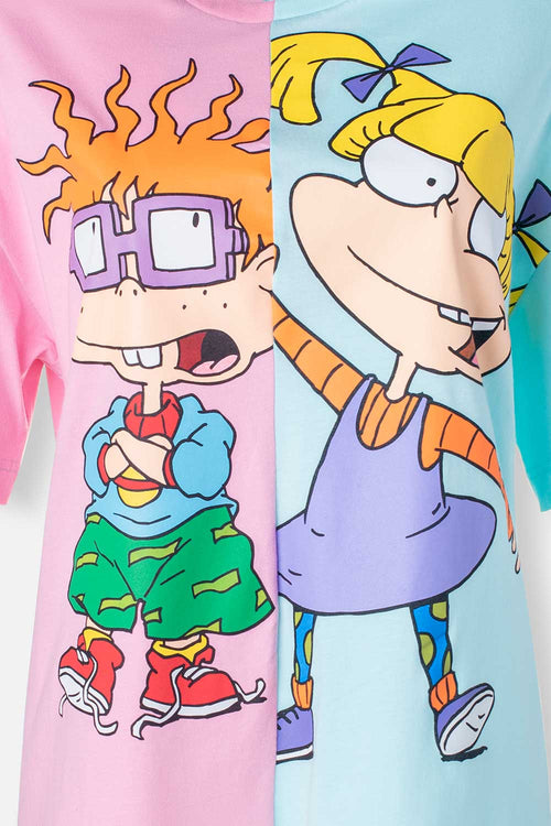 Card slide image -  CAMISETA DE LOS RUGRATS AZUL/ROSADA MANGA CORTA PARA MUJER