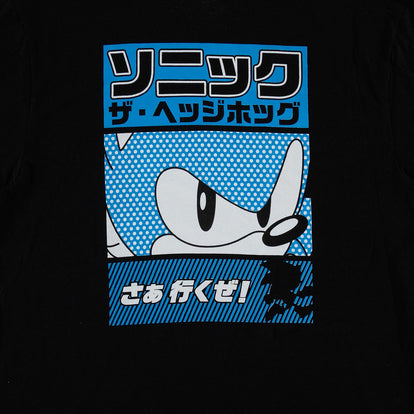  CAMISETA DE SONIC MANGA CORTA NEGRA PARA HOMBRE