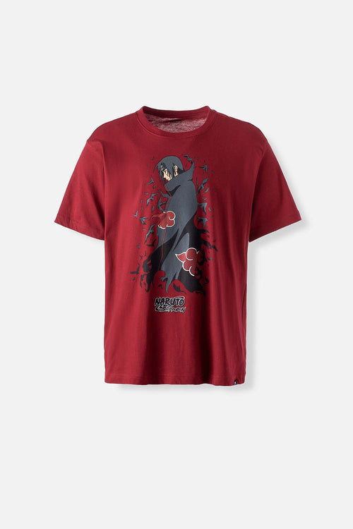 Card slide image -  CAMISETA NARUTO SHIPPUDEN MANGA CORTA VINO TINTO PARA HOMBRE