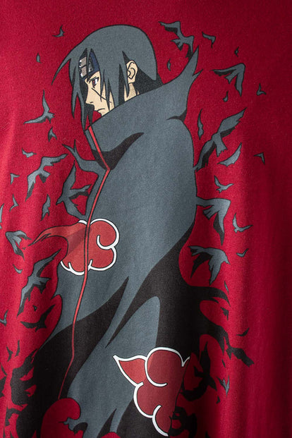  CAMISETA NARUTO SHIPPUDEN MANGA CORTA VINO TINTO PARA HOMBRE