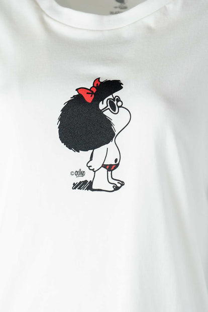 CAMISETA DE MAFALDA MARFIL MANGA CORTA PARA MUJER