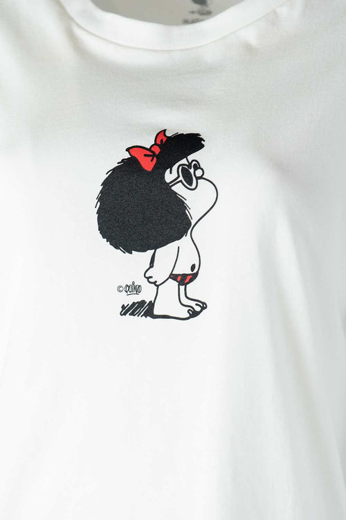 CAMISETA DE MAFALDA MARFIL MANGA CORTA PARA MUJER