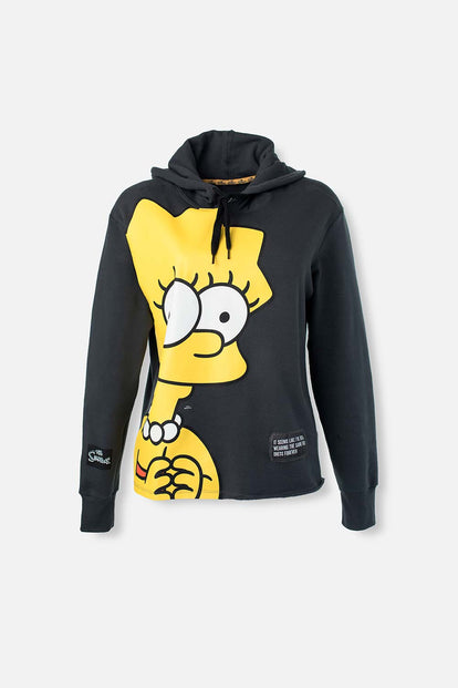  BUZO DE LOS SIMPSON CERRADO CON CAPUCHA GRIS GRAFITO PARA MUJER